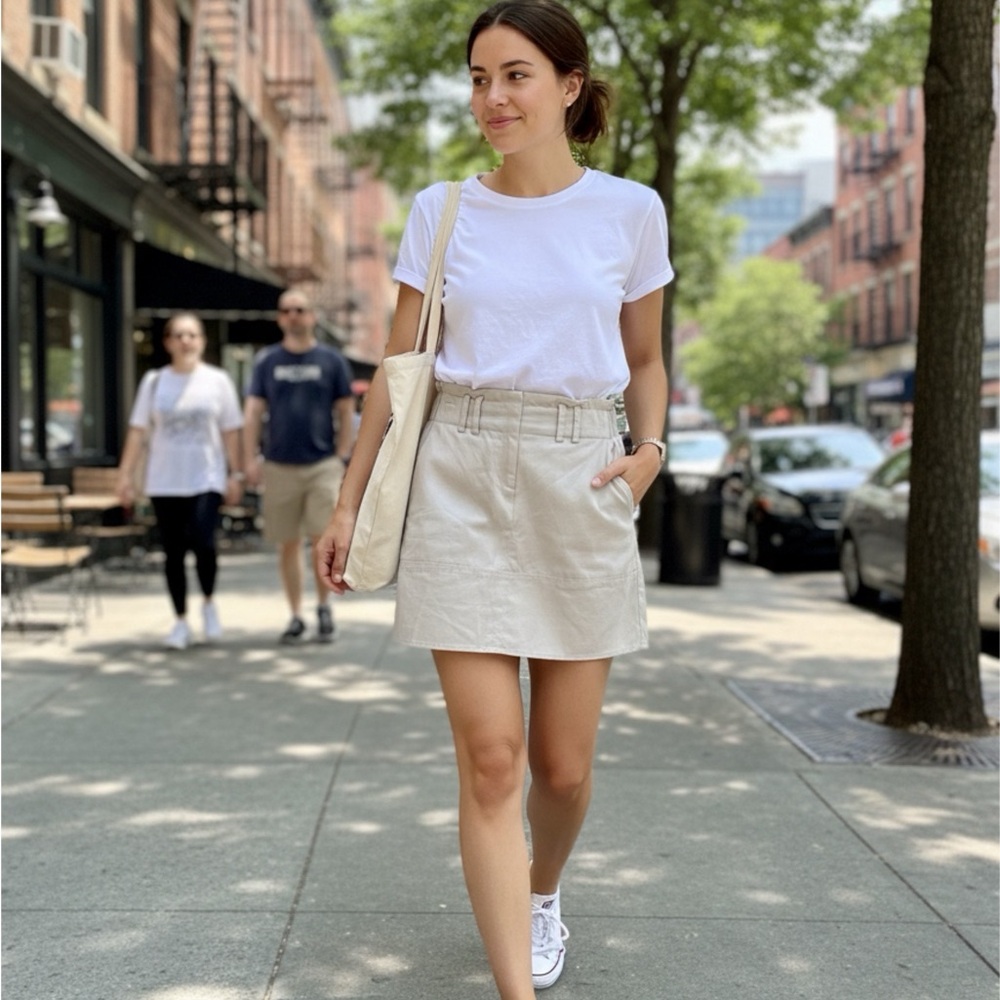 Ramy Brook Beige and Light Gray Skirt with Brand Tag
